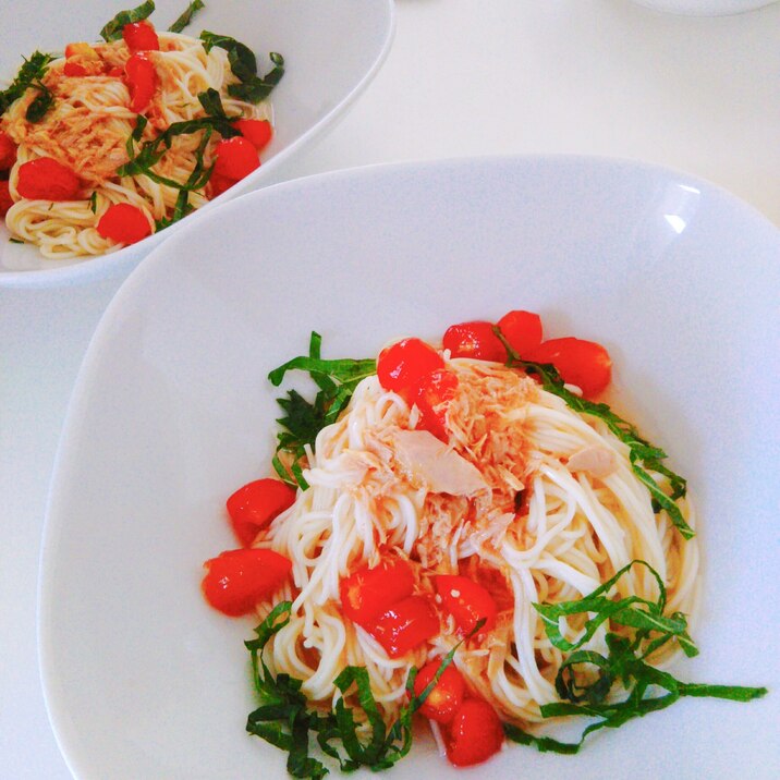 トマトとツナのコクウマ素麺♪